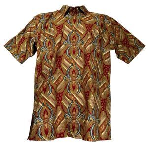 batik keris womens short sleeve button up shirt size 16